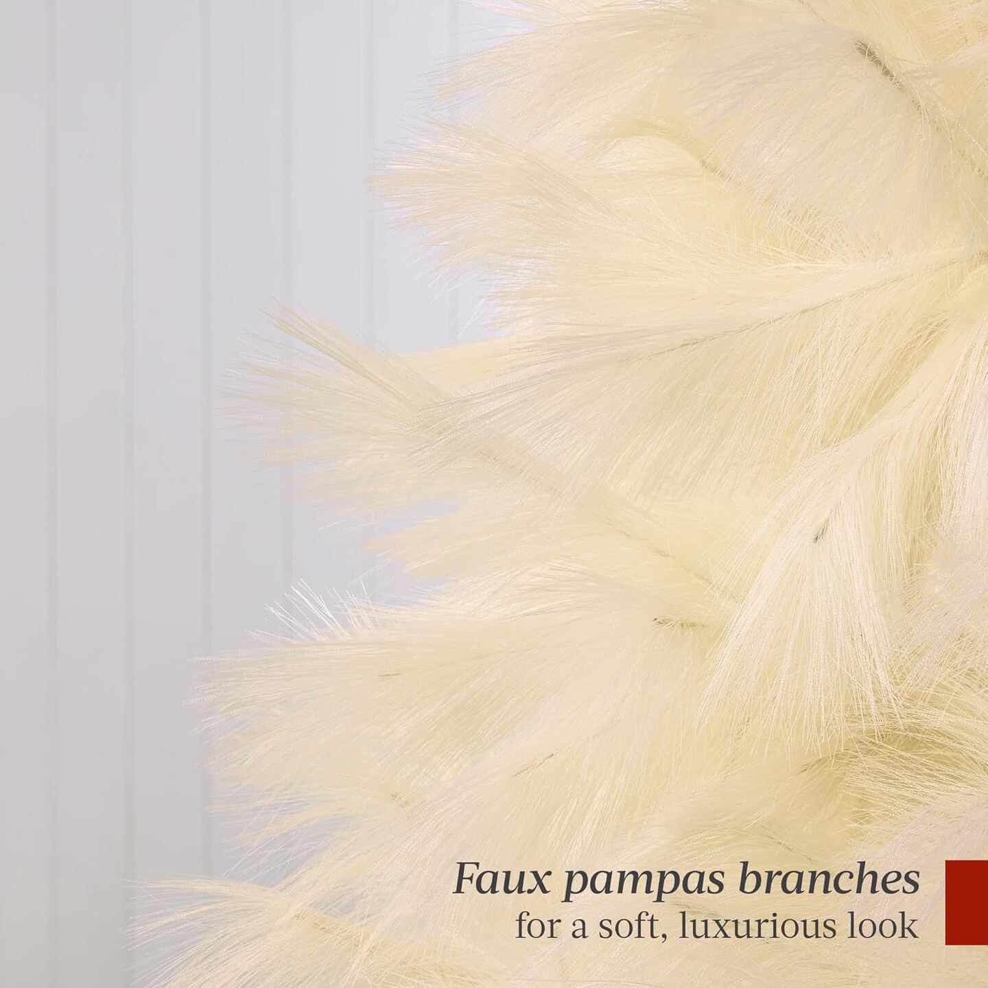 Artificial Pampas Christmas Tree, Deluxe Unlit Holiday D&#xE9;cor with Metal Base, Easy Assembly for Holiday or Home decor