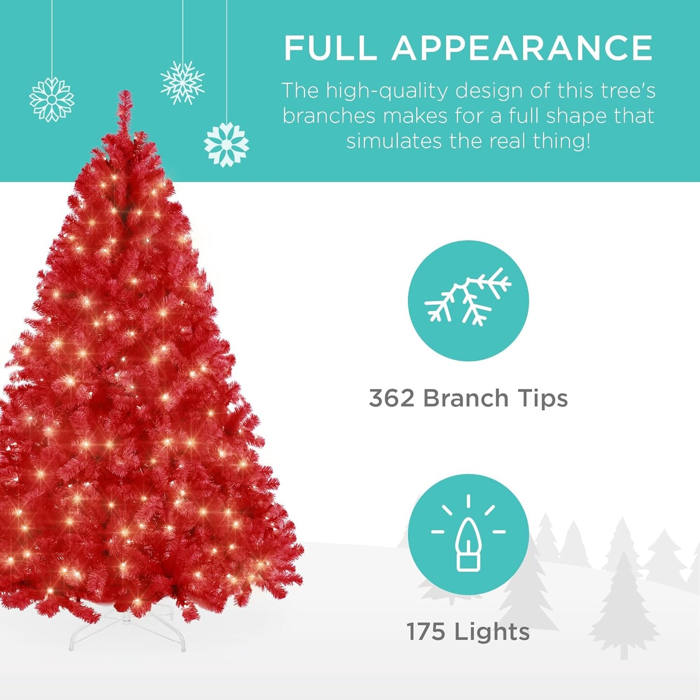 Artificial Christmas Tree Hinged Pine with 250 Lights, 1,000 Tips &#x26; Foldable Base Pre-Lit Outdoor Holiday Decor