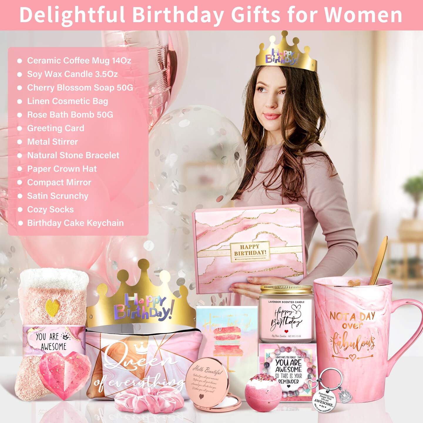 Jumway Not A Day Over Fabulous Mug Gifts Set- Birthday Gifts for Women - Funny Birthday Gift Ideas for Her,Friends, Coworkers, Her, Wife, Mom, Daughter, Sister, Aunt Ceramic Marble Mug 14 Oz