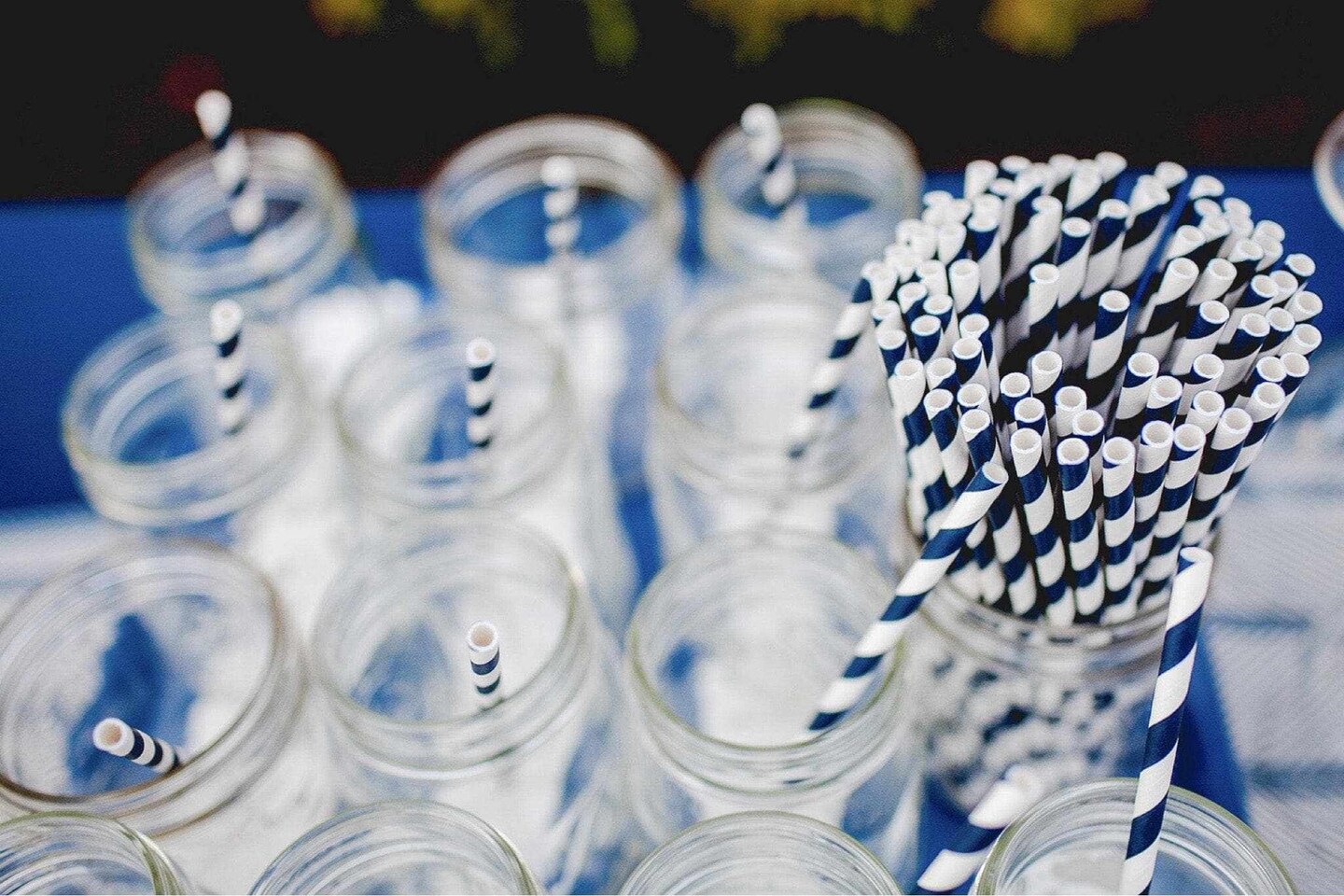 Blue and White Candy Cane Stripe Cake Pop Party Straws