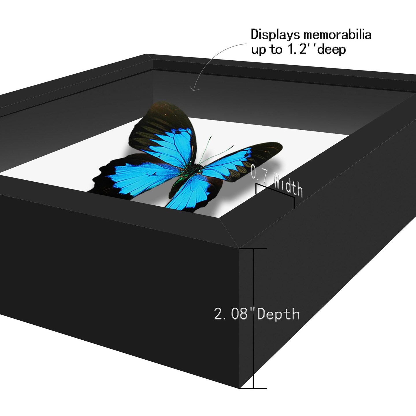 Picrit 5x5 Shadow Box Frame, Display Case Box with High Definition Real Glass and Black Back for Memorabilia, Baby Items, Wedding Memories, Crafts, Tickets and Photos, Black