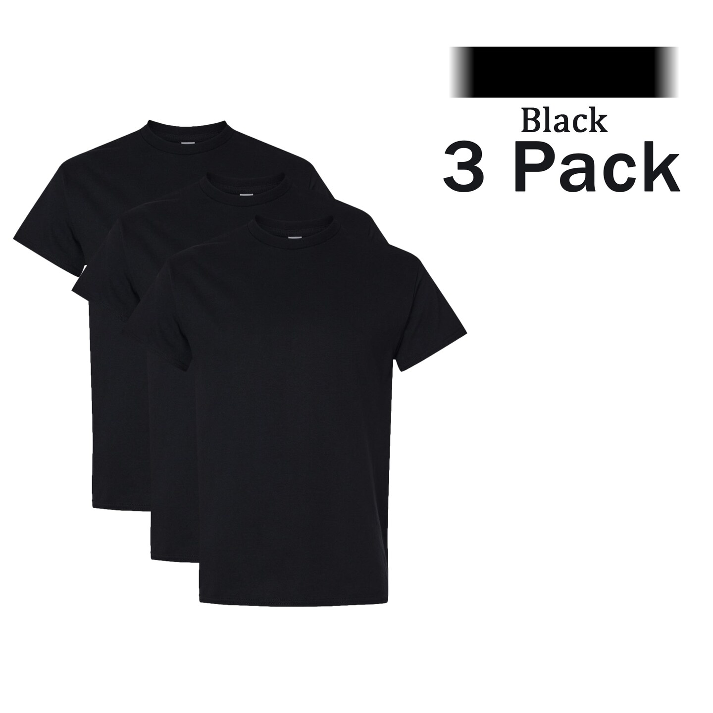 Gildan Heavy Cotton T-Shirt, Black 3-Pack for Vinyl & DIY Crafting