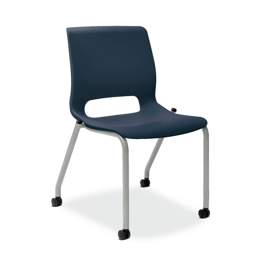 HON Motivate 18 in. Seat Height Four-Leg Stacking Chair Up to 300 lbs - Regatta Seat and Back/Platinum Base (2/Carton)