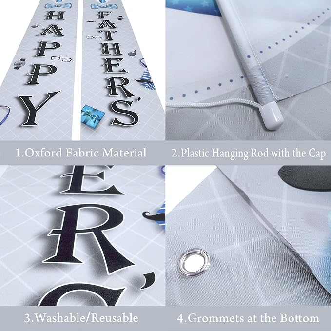 Happy Fathers Day Banner - XtraLarge, 72x12 Inch | Father's Day Door Banner for Happy Fathers Day Decorations | fathers Day Sign, Fathers Day Backdrop | Father's Day Party Decorations