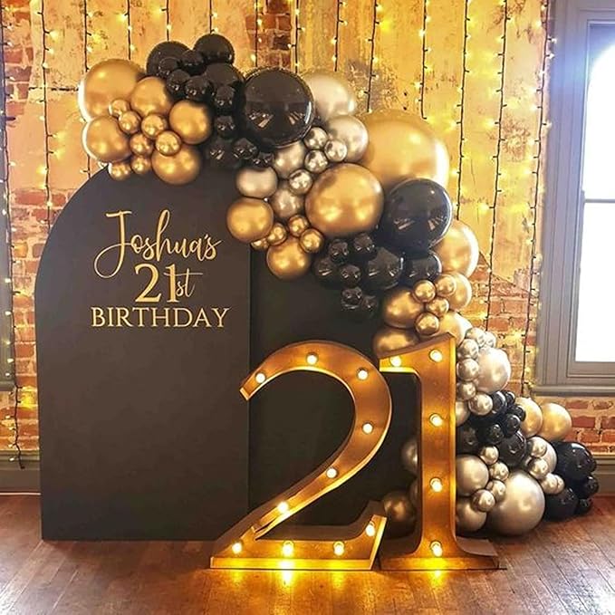 Graduation Balloons, 12 inch Black and Gold Balloons Class of 2026 Black Gold Confetti Latex Balloons with Ribbons for University College High School Grad 2026 Graduation Party Supplies