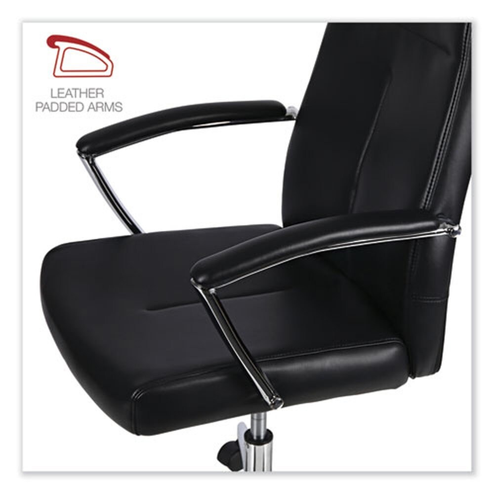 Alera 18.19 in. to 21.93 in. Seat Height Leather Task Chair Supports Up to 275 lb - Black Seat/Black Back