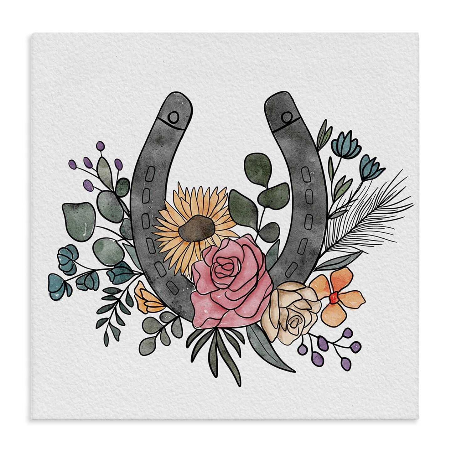Stupell Industries Boho Floral Horseshoe Canvas, design by Alisha Kiara Design