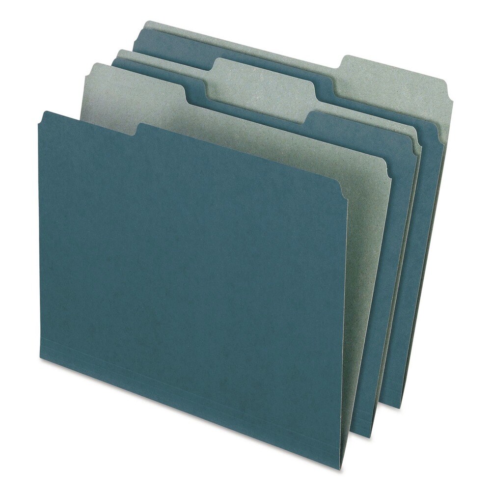 Pendaflex Earthwise by Pendaflex 1/3-Cut Tabs Assorted Letter Size 0.5 in. Expansion 100 percent Recycled Colored File Folders - Blue (100/Box)