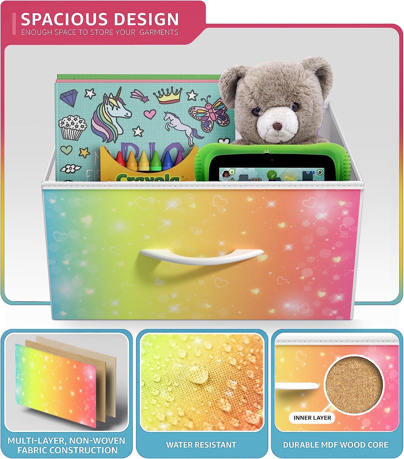 Sorbus Dresser with 3 Drawers - Bedside Furniture & Accent End Table Chest for Home, Bedroom Accessories, Office, College Dorm, Steel Frame, Wood Top, Fabric Drawers