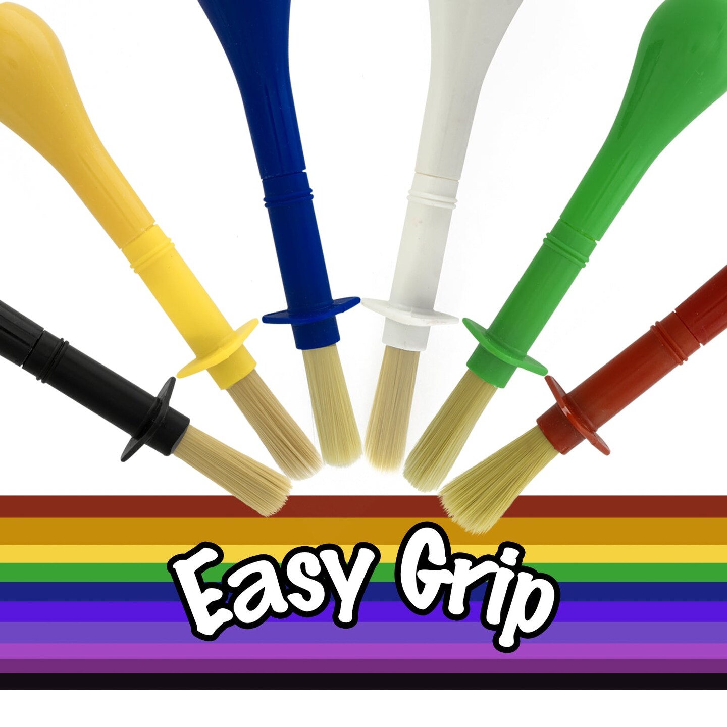 6 Piece Jumbo Children&#x27;s Tempera Artist Paint Brushes with Easy to Hold Stubby Handles