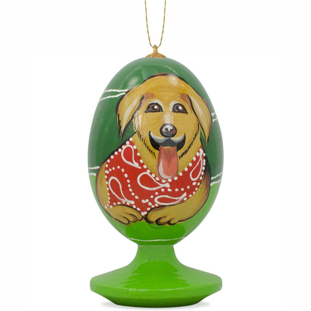 Golden Retriever Dog in Bandana Wooden Easter Egg Christmas Ornament