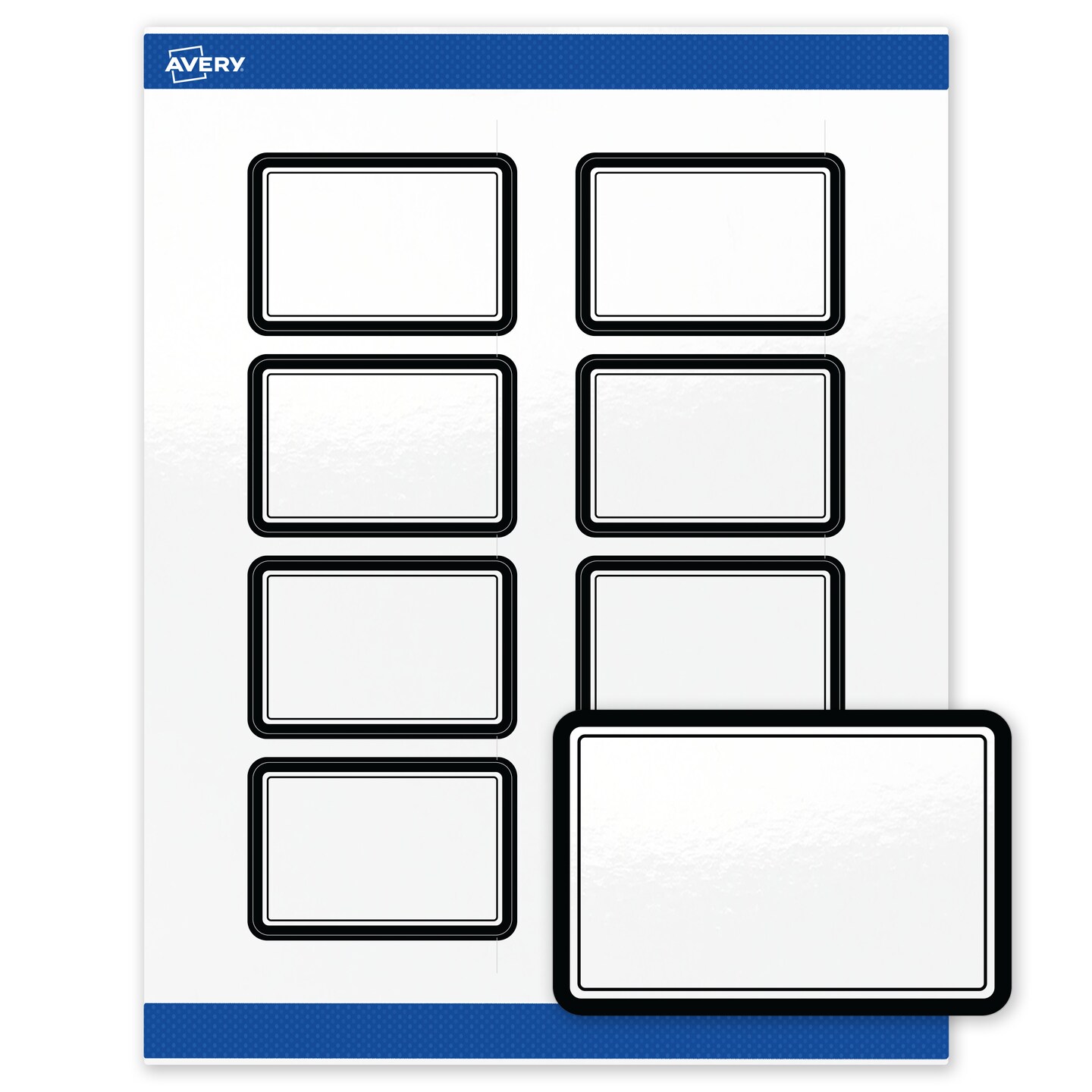 Avery Printable Rectangle Labels, Double Black Border, 2" x 3", Glossy White Rectangle Labels, Permanent, Laser/Inkjet, 80ct, Great for Product Labels