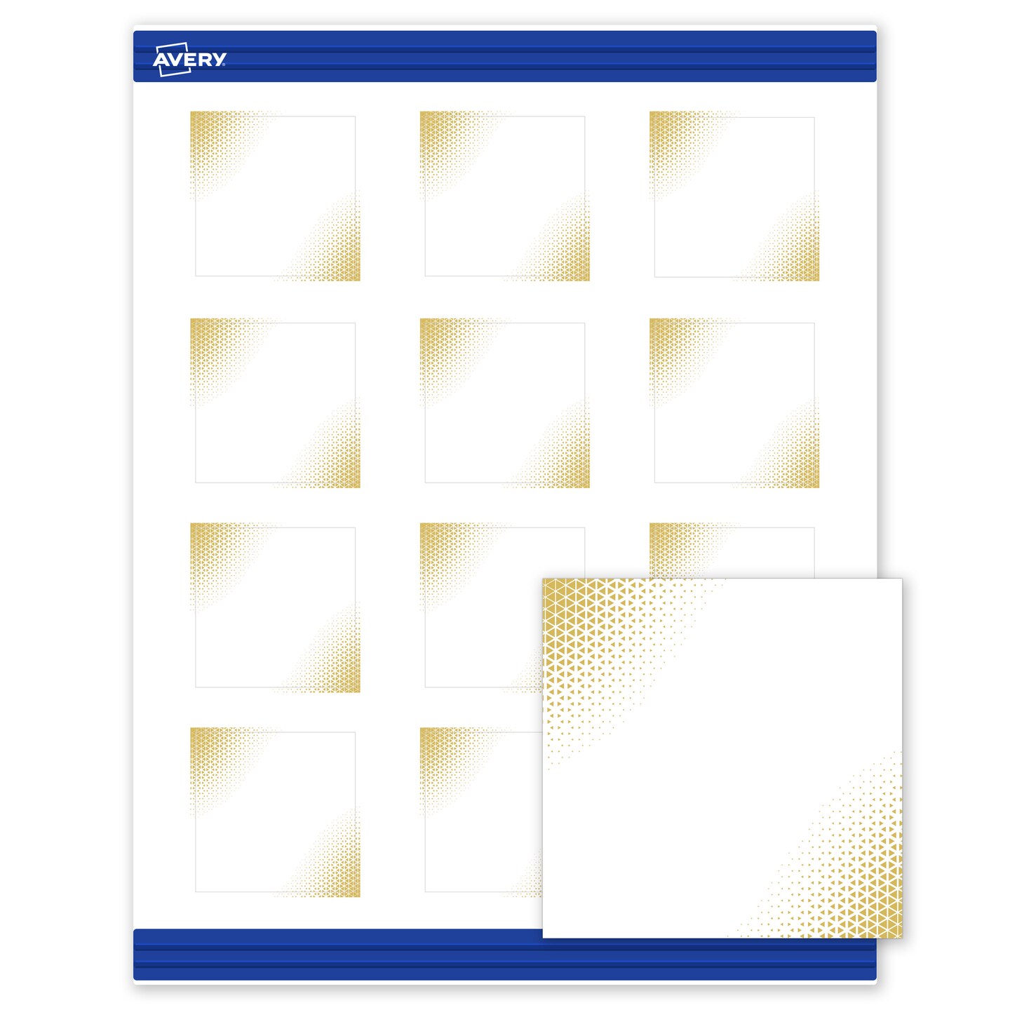 Avery Printable Square Business Cards with Sure Feed Technology, Pre-Printed Gold Blush Pattern, Matte White, 2" x 2", Laser & Inkjet Compatible, 120 Total, Great for Branding, Marketing, and Events