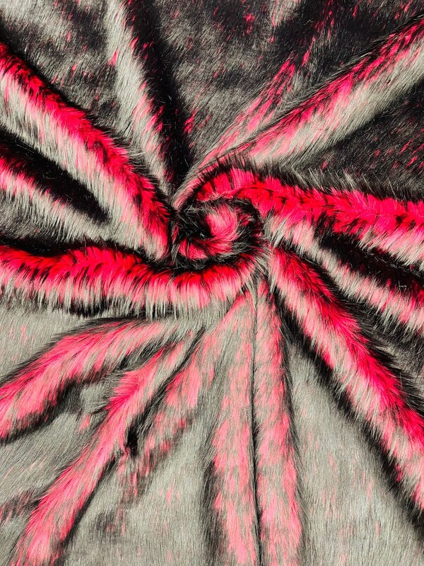 1 Yard Two Tone Husky Faux Fur Fabric Soft High Pile for Blankets Decor Costumes 58-60 inches Width