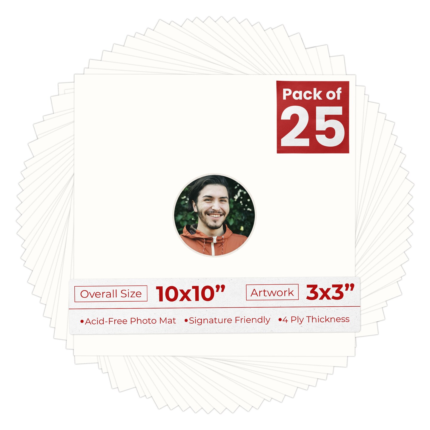 Dark Grey Suede Mat Board for 10x10 Frames - Circle Opening for 3x3 Photos