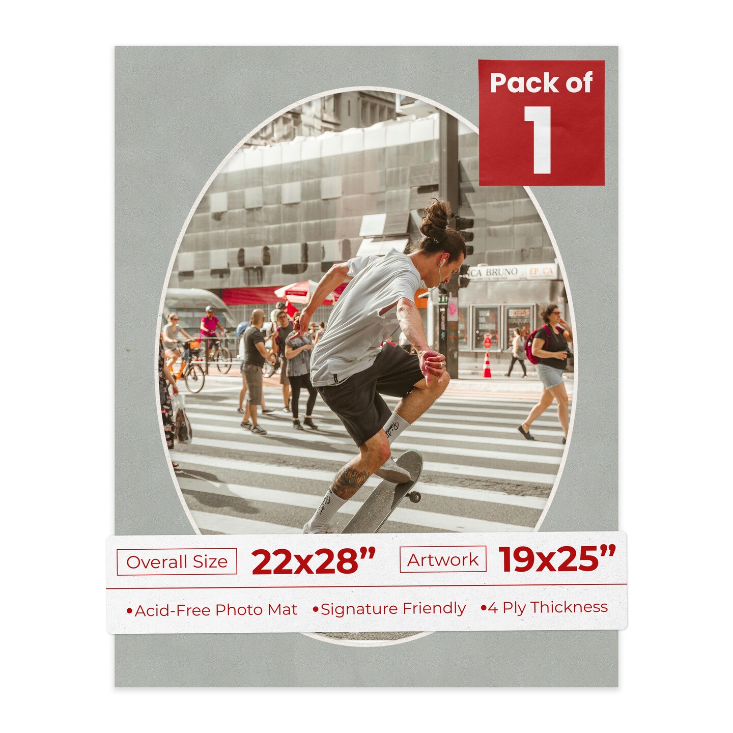 Light Grey Suede Mat Board for 22x28 Frames - Oval Opening for 19x25 Photos