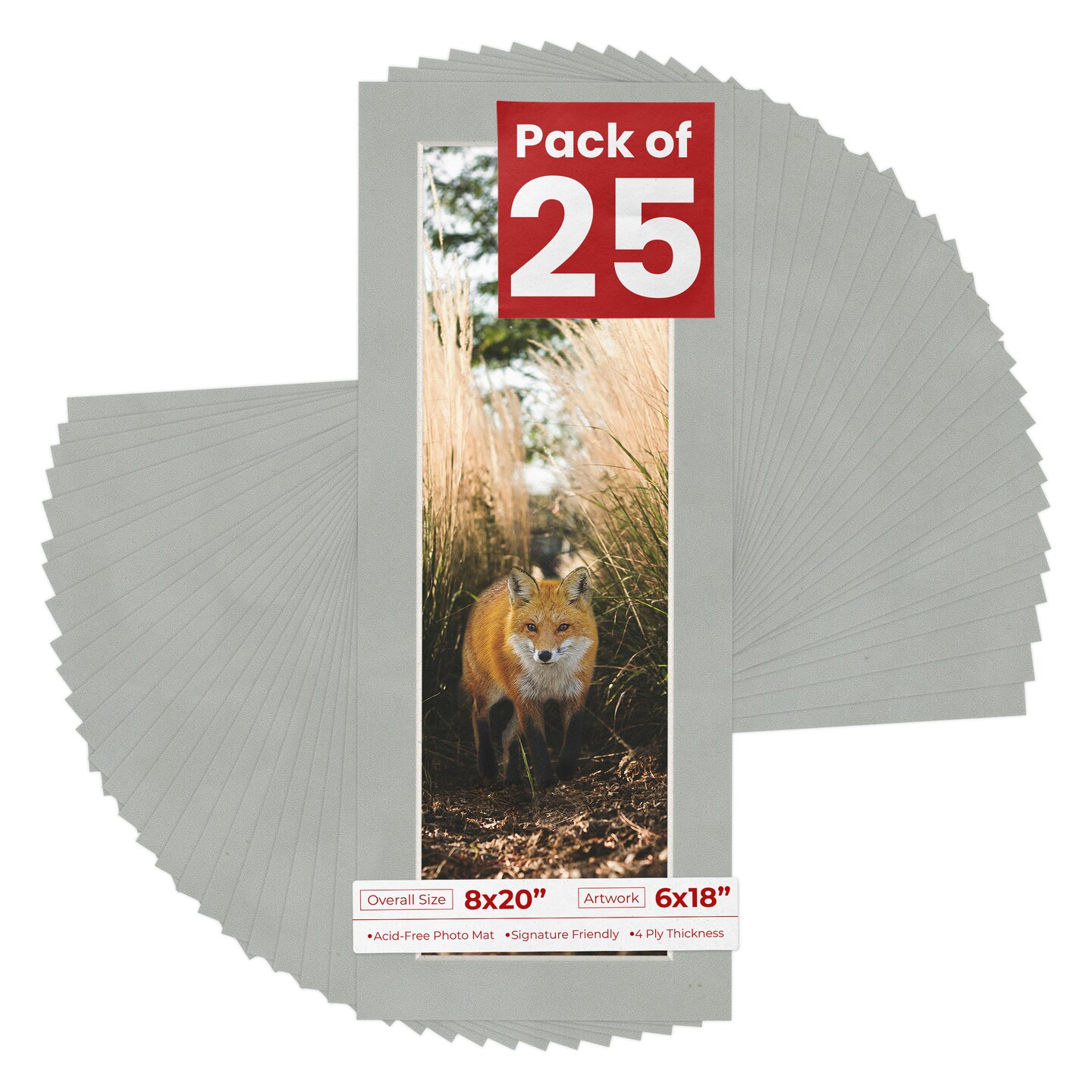 Light Grey Suede Mat Board for 8x20 Frames - Fits 6x18 Photos