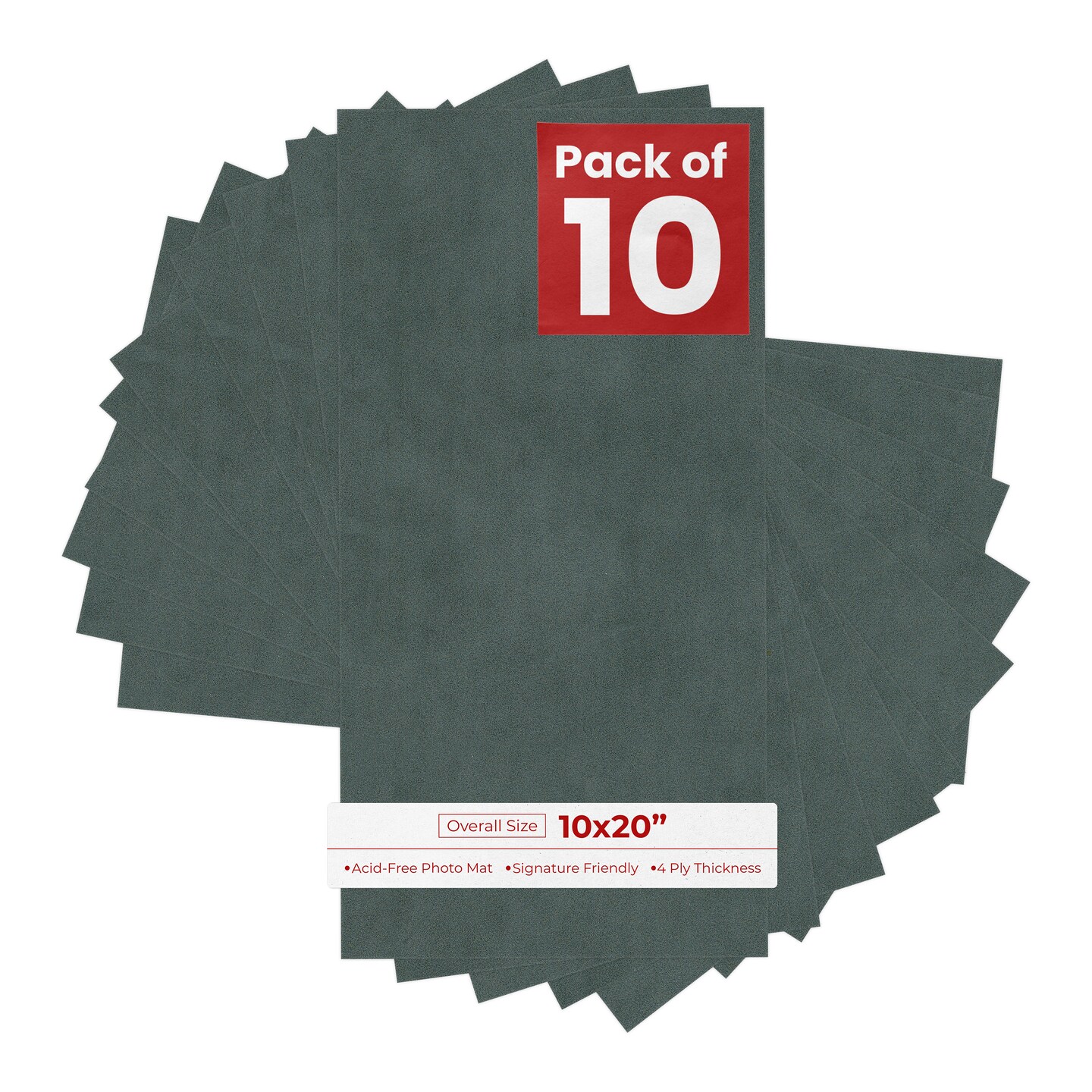 Dark Grey Suede 10x20 Uncut Mat Board - Blank Sheets, No Opening