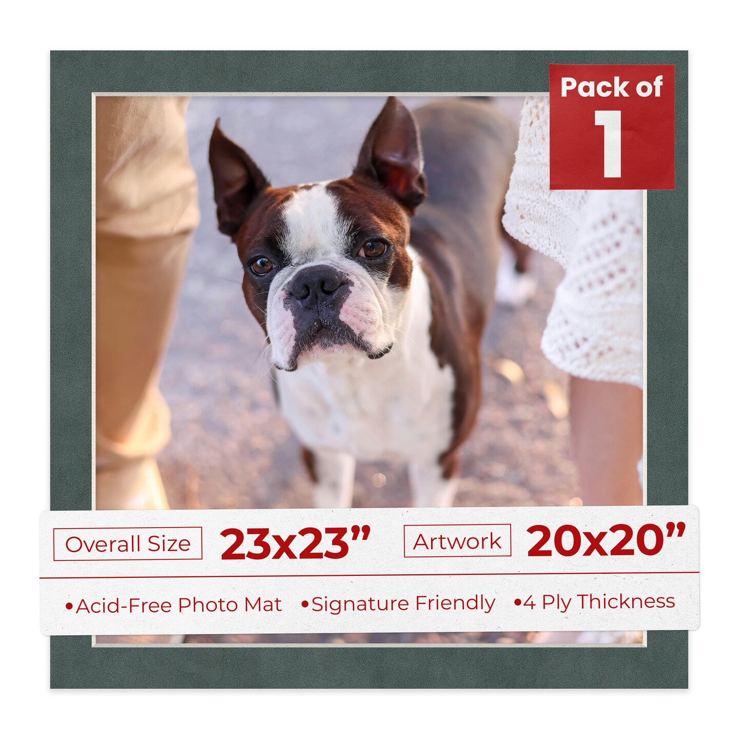 Dark Grey Suede Mat Board for 23x23 Frames - Fits 20x20 Photos