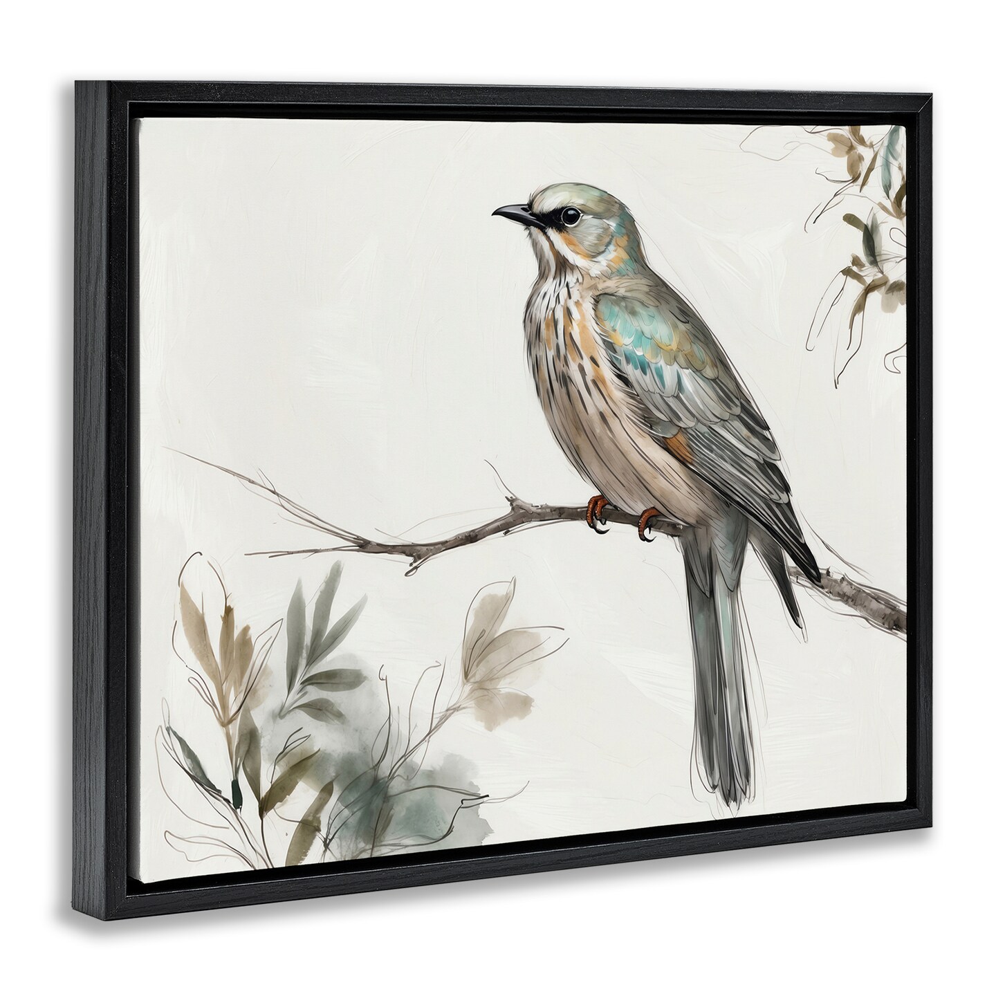 Stupell Industries Stoic Bird Wildlife Study Floating Frame Design by LSR Creative Studio