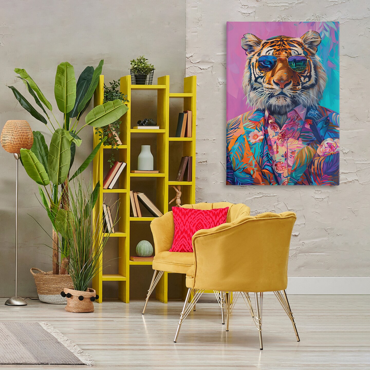 Stupell Industries Bright Tropical Fashion Tiger Canvas