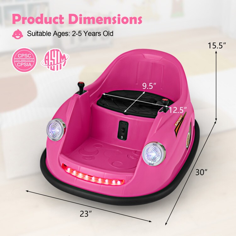 12V Kids Electric Bumper Car with Remote, Dual Motors, 360° Spin, Lights & Music