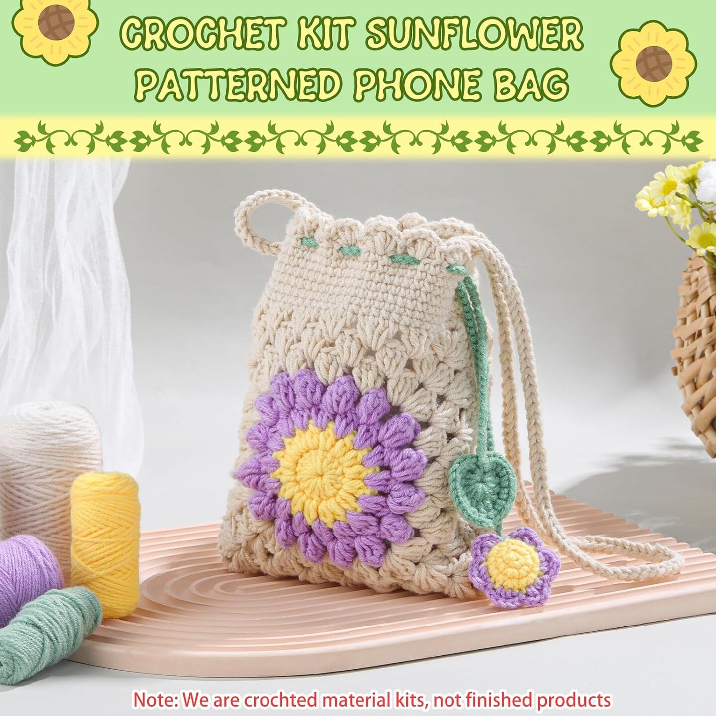 Crochet Kit for Beginners Phone Bag Beginners Crochet Kit, Crochet Craft Starters Kits for Adults with Easy Step-by-Step Video Tutorials