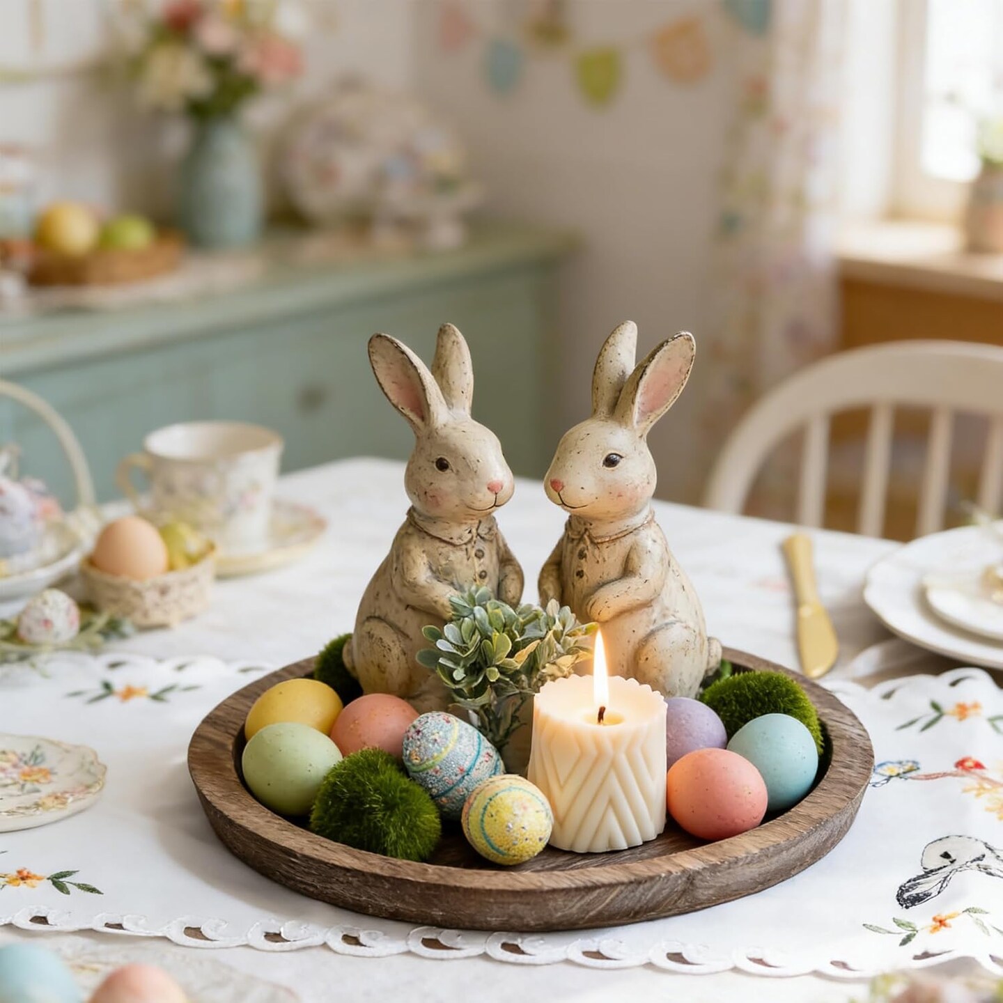 Round Wood Candle Plate Holder Tray Rustic Farmhouse Distressed Decorative Candle Base