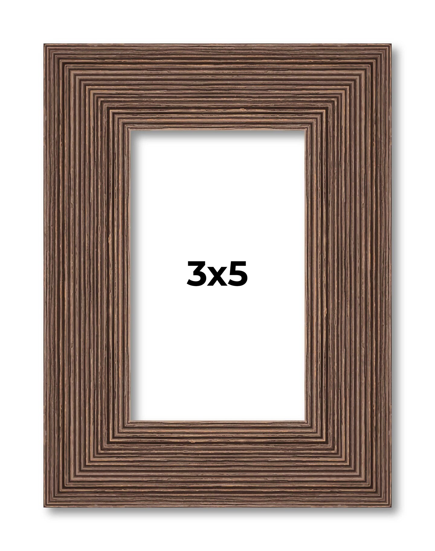 3x5 Wide Barnwood Picture Frame with UV-Resistant Acrylic & Acid Free Backing, Available in 6 Paint Finishes - Grey, Brown, White, and Black