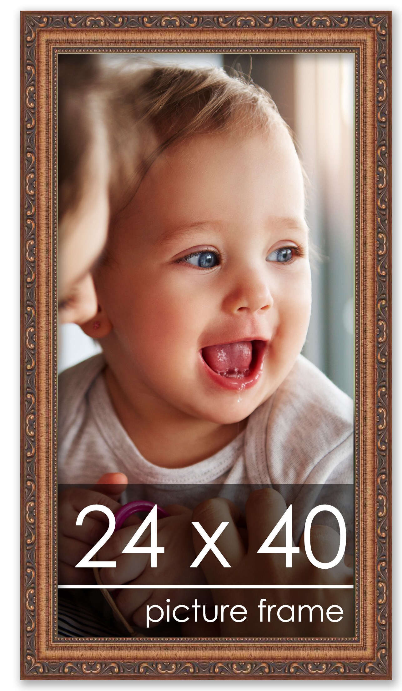 24x40 Museum-Quality Picture Frame with UV-Resistant Acrylic & Acid-Free Backing, Available in 4 Finishes - Gold, Silver, Bronze, and Black