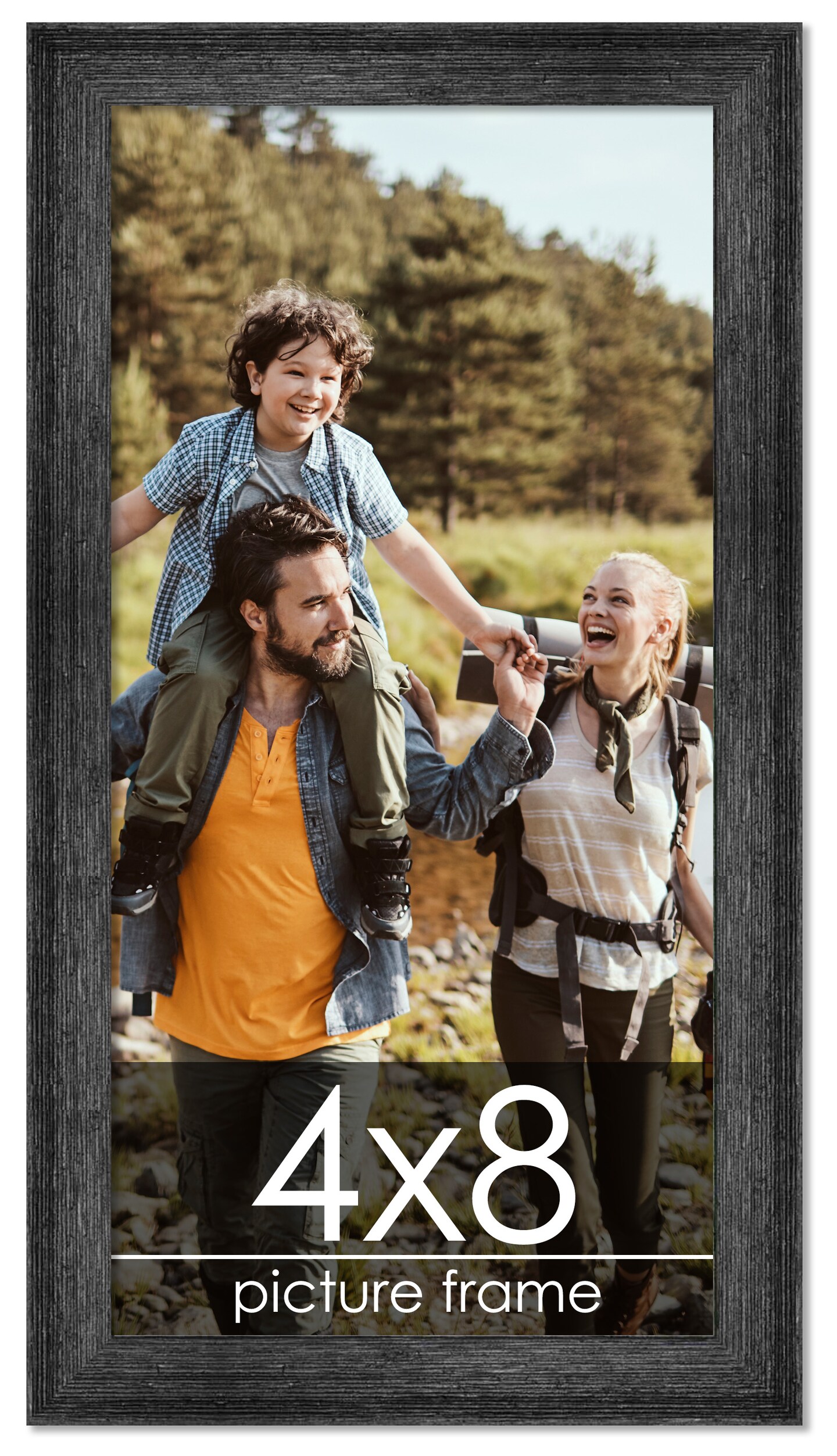 4x8 Wide Barnwood Picture Frame with UV-Resistant Acrylic & Acid Free Backing, Available in 6 Paint Finishes - Grey, Brown, White, and Black