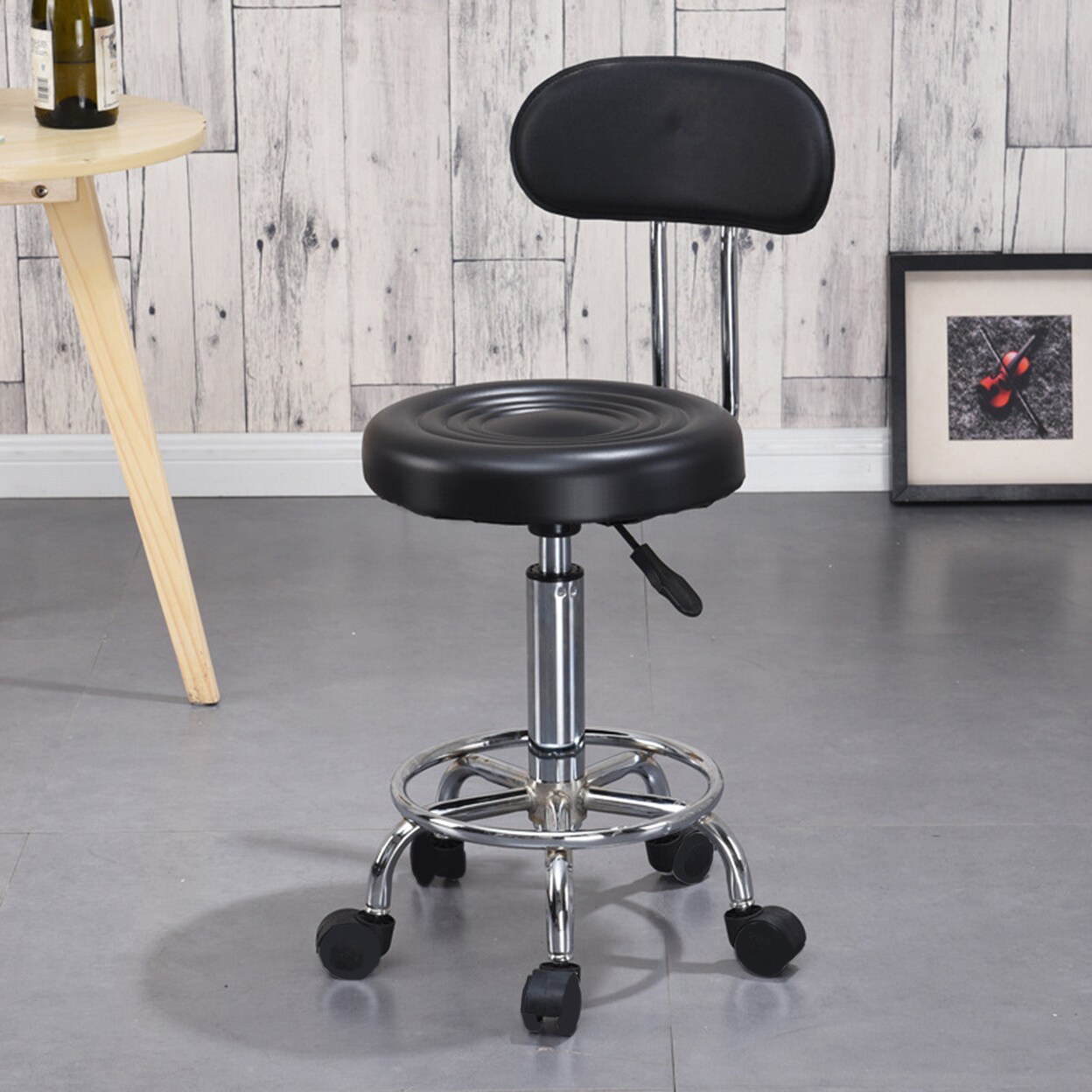 Height Adjustable High Backrest Bar Stool Rolling Swivel Round Makeup Chair Furniture