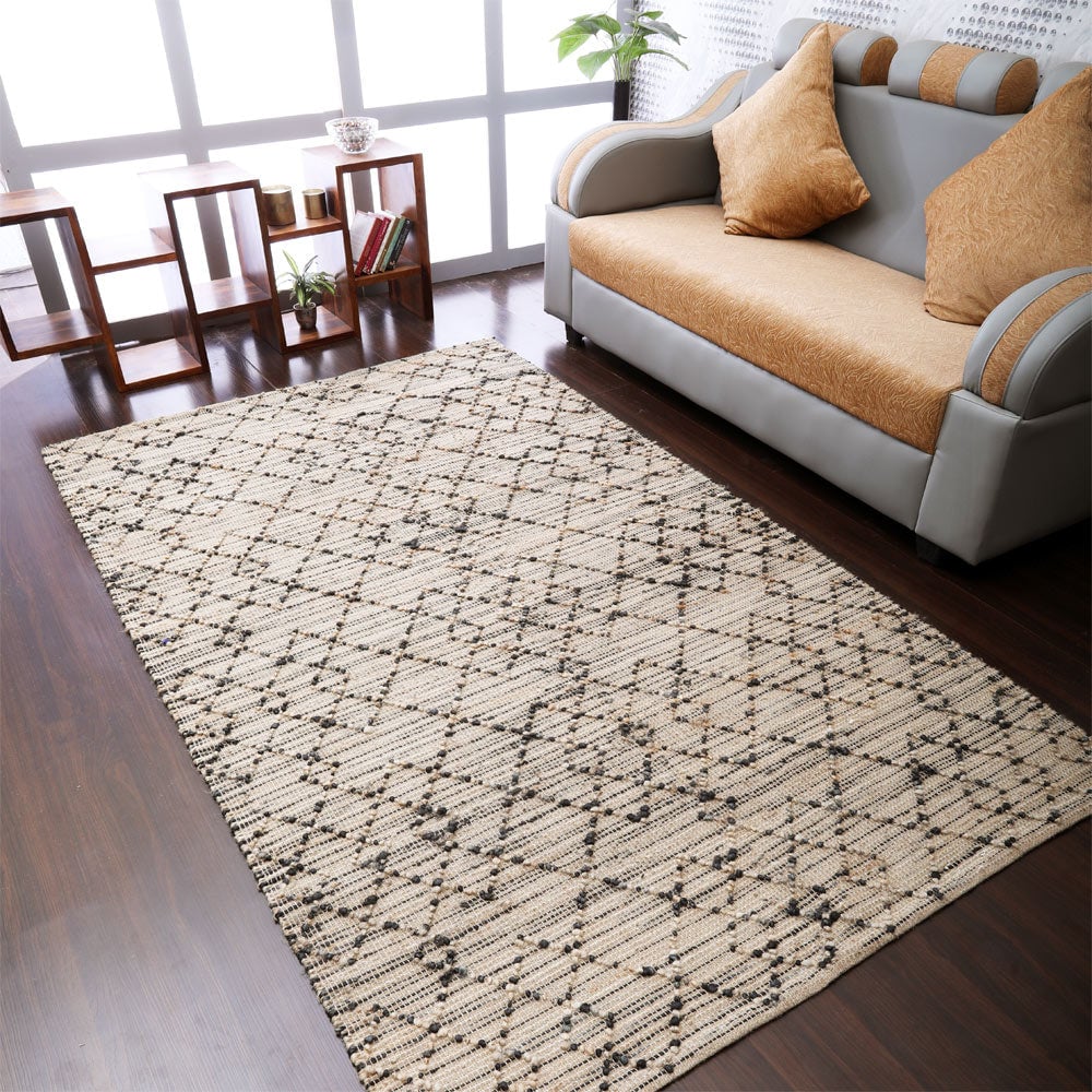 Rugsotic Hand Woven Jute Area Rug Light Brown Contemporary 5X7 Eco-Friendly J00090