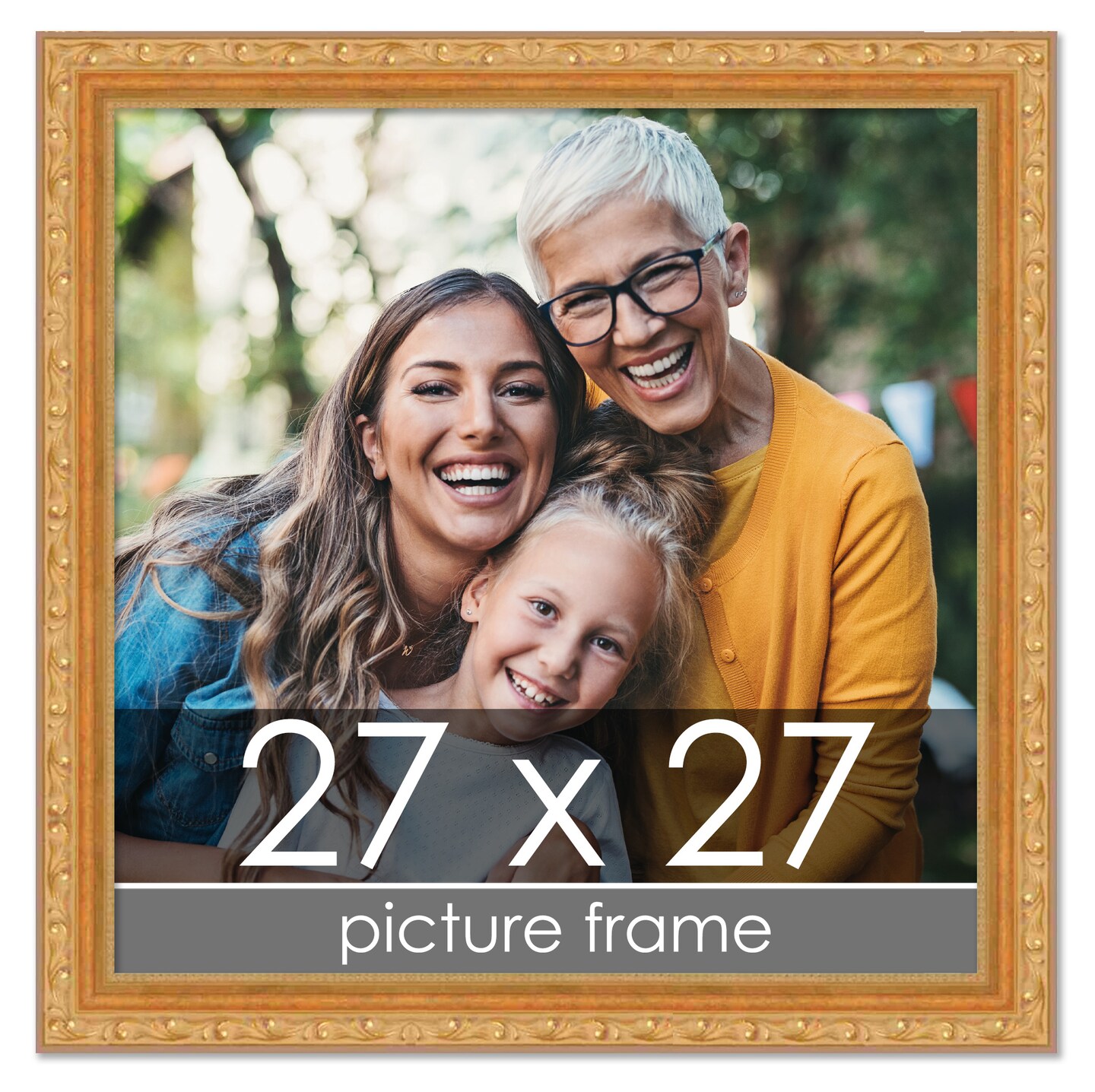 27x27 Museum-Quality Picture Frame with UV-Resistant Acrylic & Acid-Free Backing, Available in 4 Finishes - Gold, Silver, Bronze, and Black