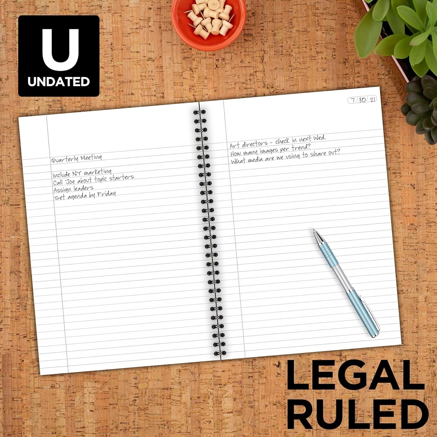 Notebook, Business Notebook, 8-1/4&#x22; X 11&#x22;, 80 Sheets, Legal Ruled, Flexible Cover, Wirebound, Gray (06062)
