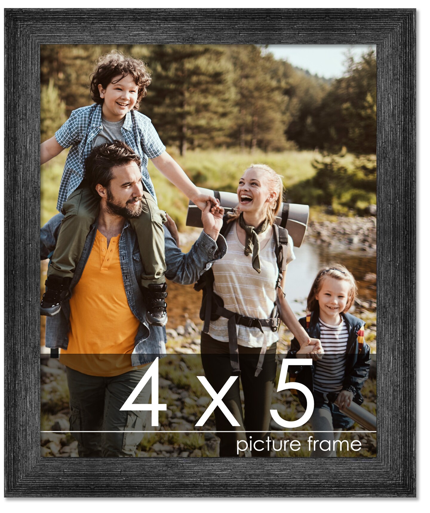 4x5 Wide Barnwood Picture Frame with UV-Resistant Acrylic & Acid Free Backing, Available in 6 Paint Finishes - Grey, Brown, White, and Black