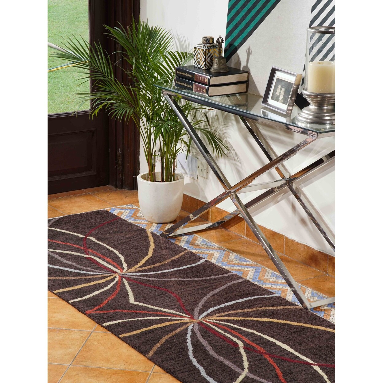Hand Tufted Wool Area Rug Brown 8X10 Contemporary Design K00728 Eco-Friendly