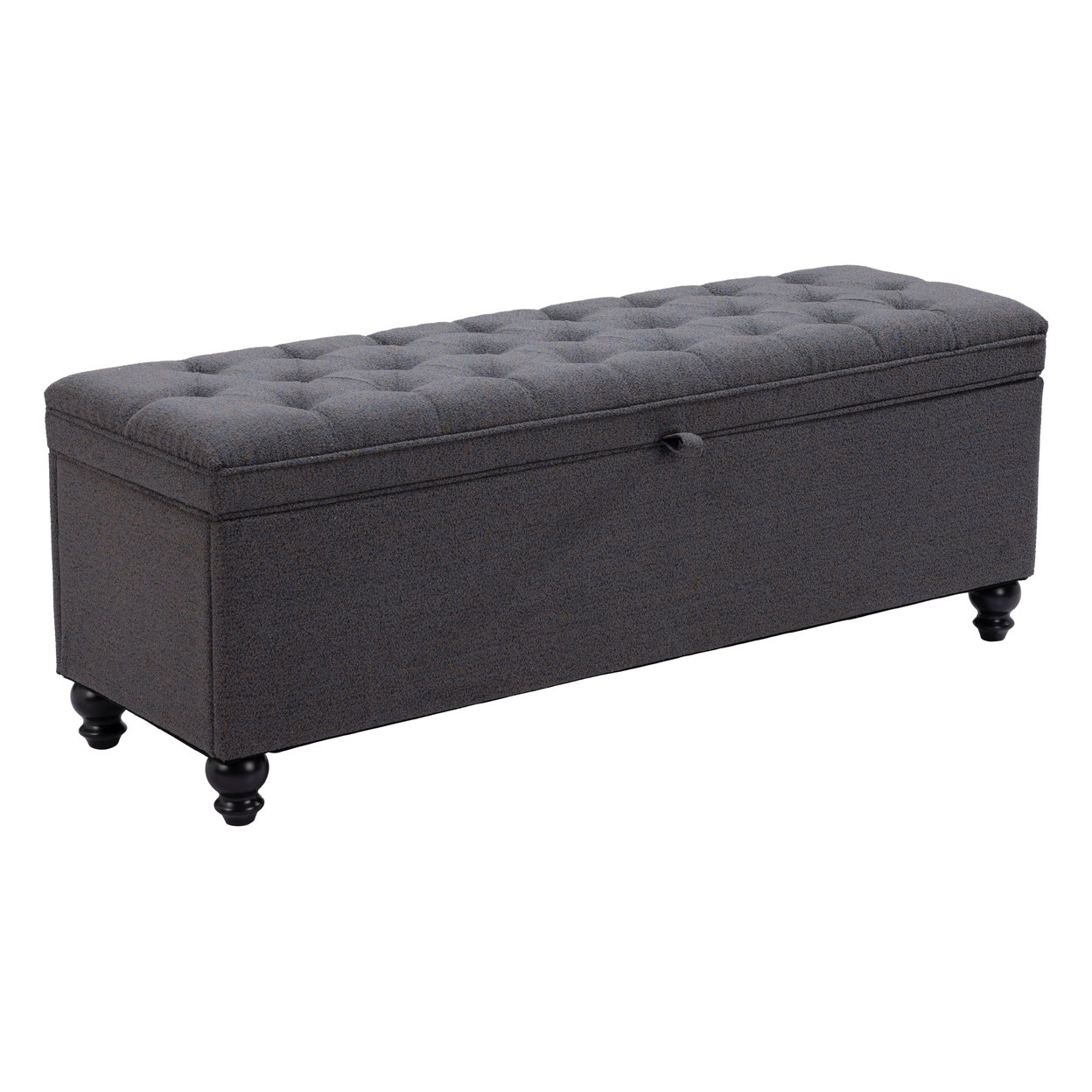 Halifax Storage Bench Gravel Gray Velvet Modern Design With Storage Space