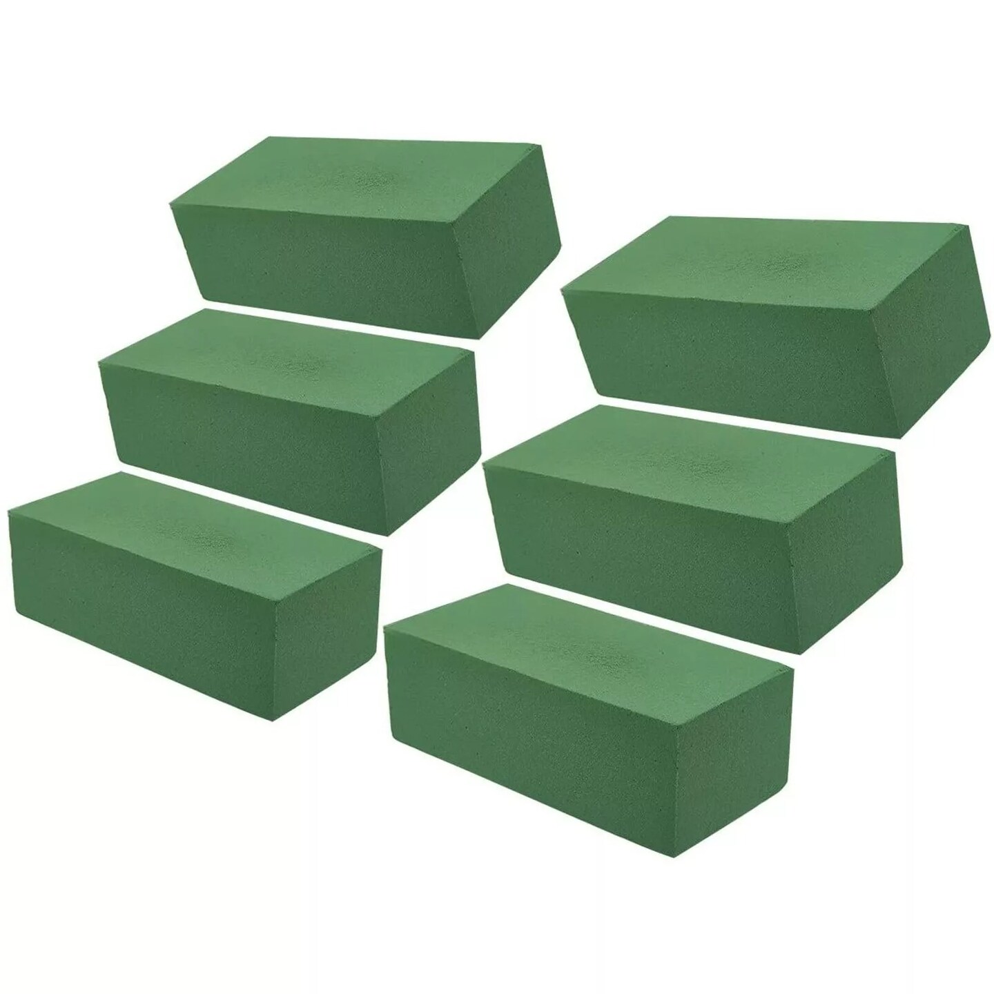 6 Pack Wet Foam Brick, Green Foam for Florist, Home Craft, 9 x 4 x 3 inches