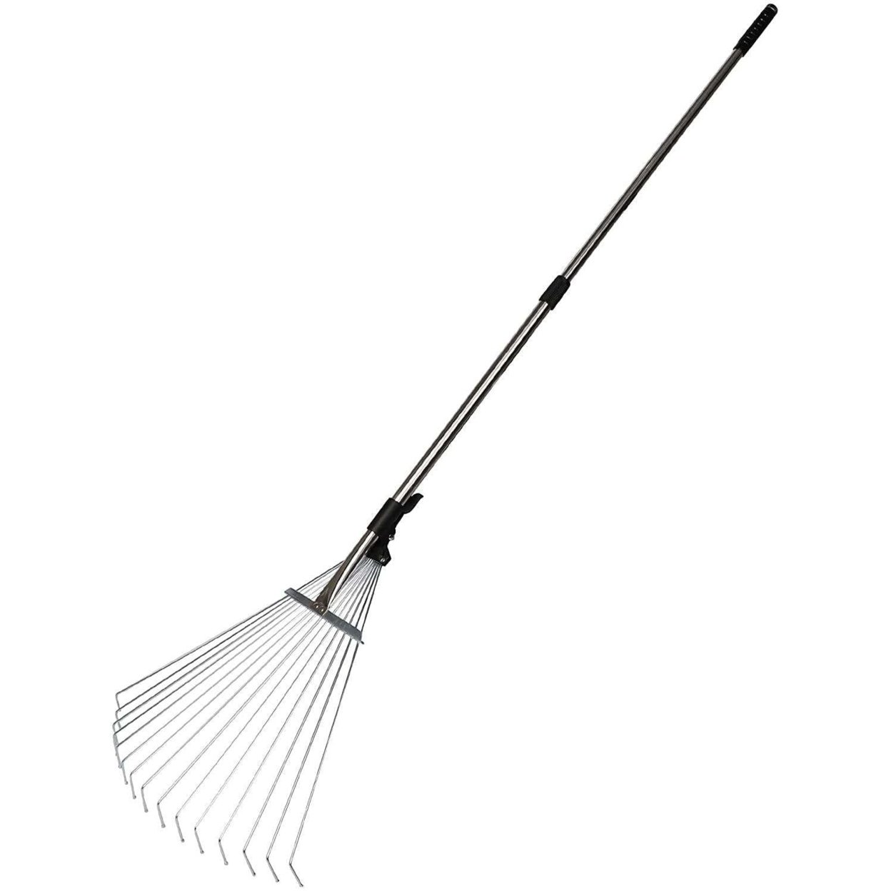 Garden Leaf Rake Adjustable Lightweight 62.6&#x22;. Telescopic Metal Rake