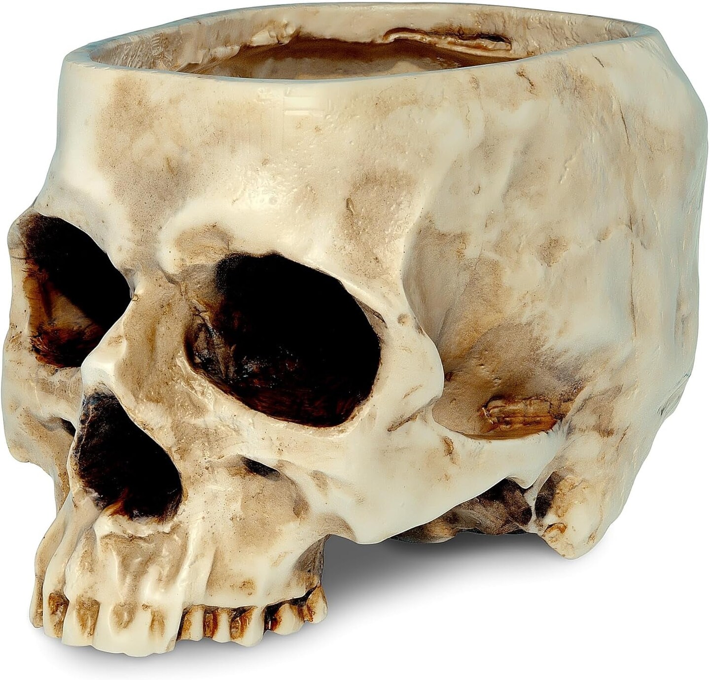 Skull Bowl Resin Skull Shaped Planter Flower Pot Candy Bowl for Home Office Indoor Desk Decorations - White