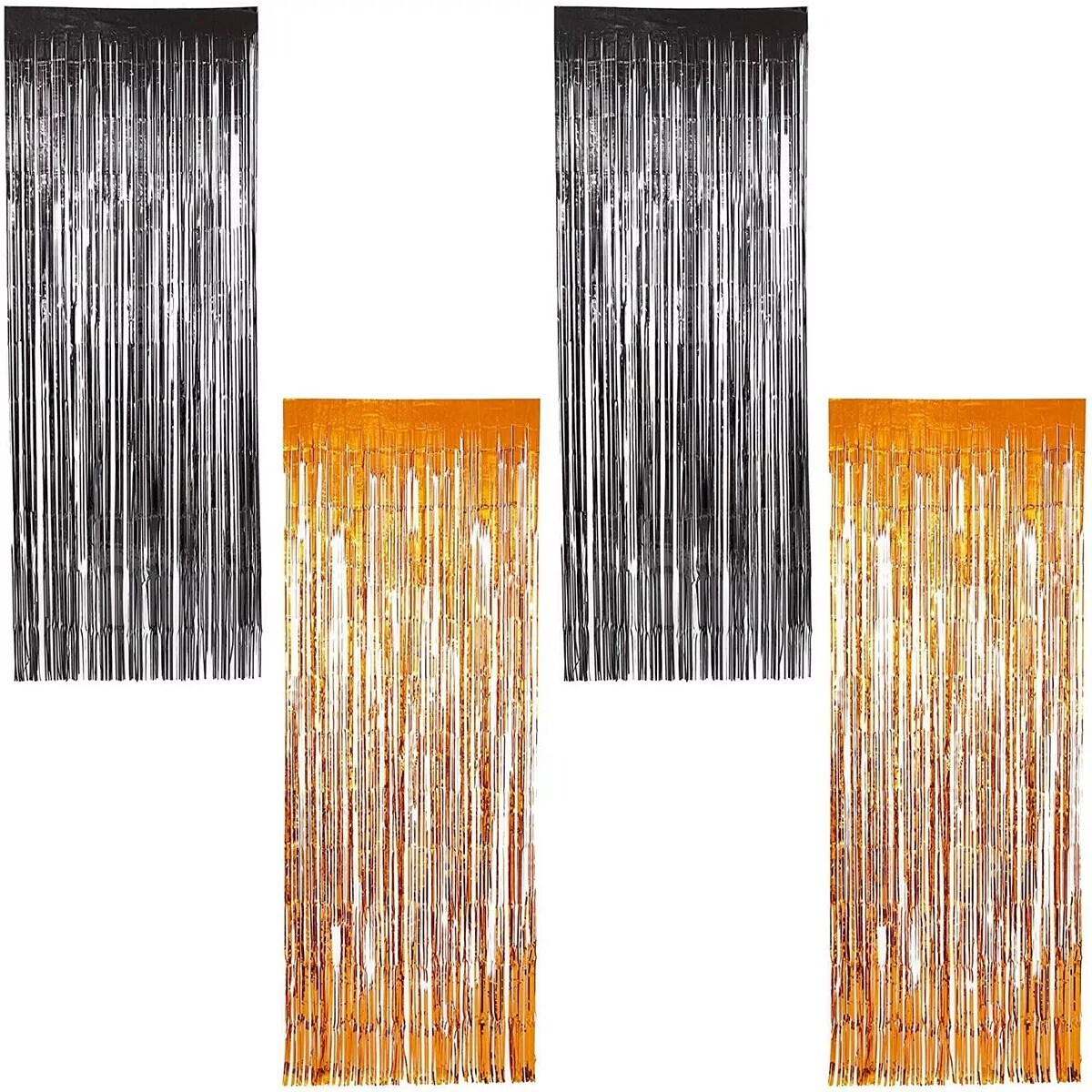 4 Pack Halloween Decorations, Foil Fringe Door Curtains for Party Wedding 35x93"