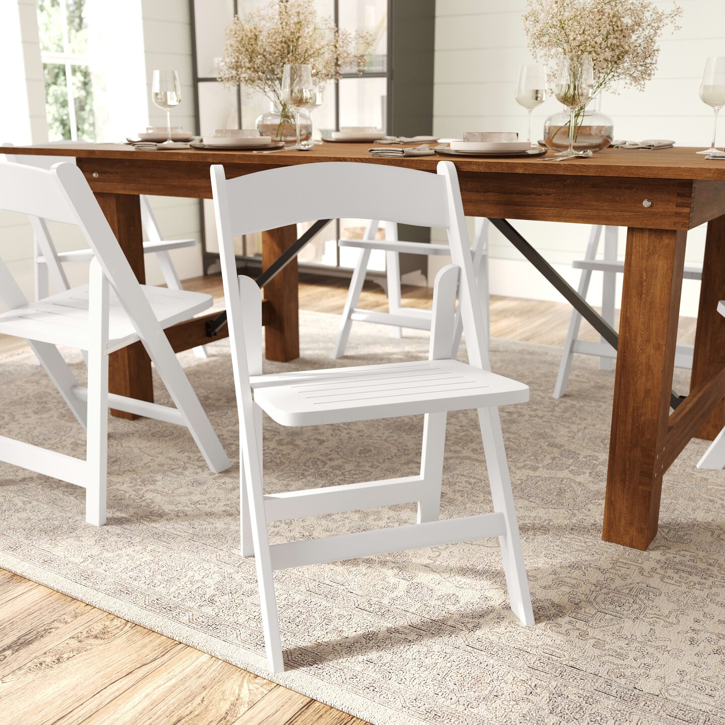 Merrick Lane Nathan Solid Wood Dining Chair with Foldable Design and Elegant Finish