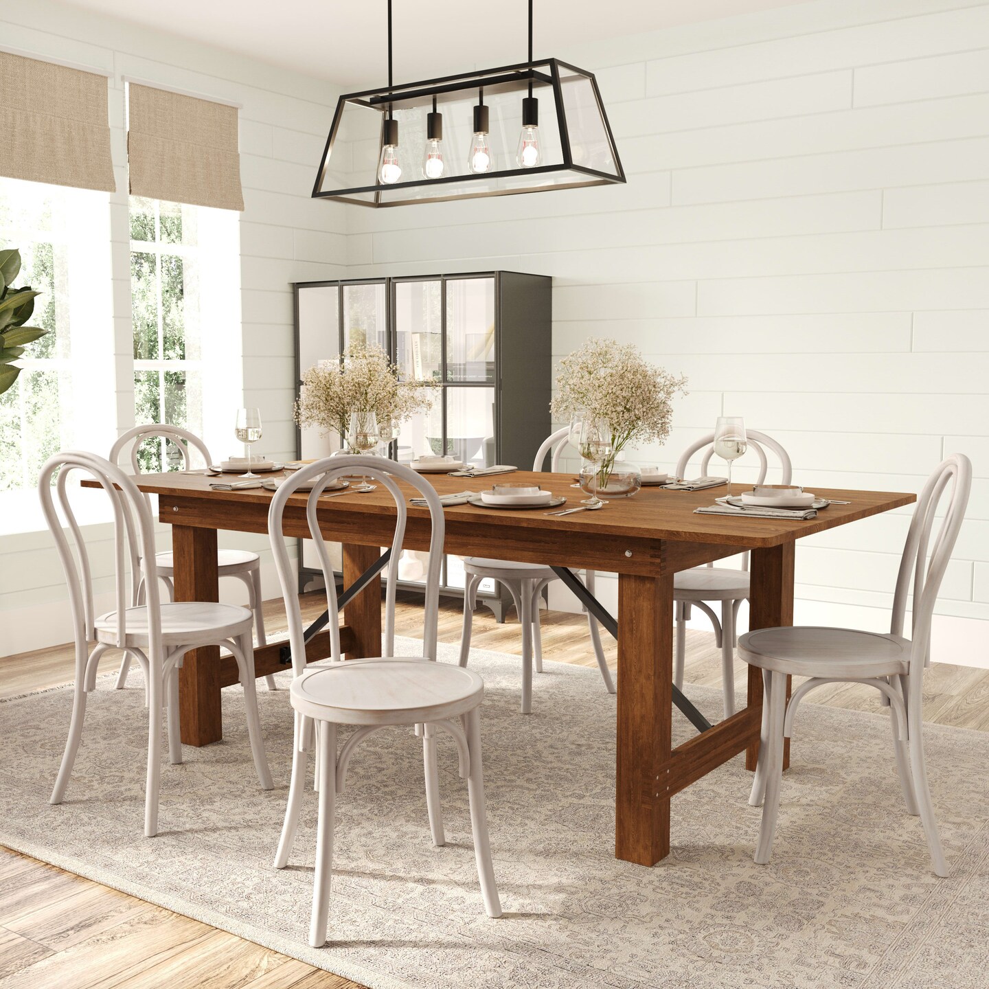 Merrick Lane Lowry Thonet Style Solid Wood Dining Chair with Stackable Design and Elegant Finish