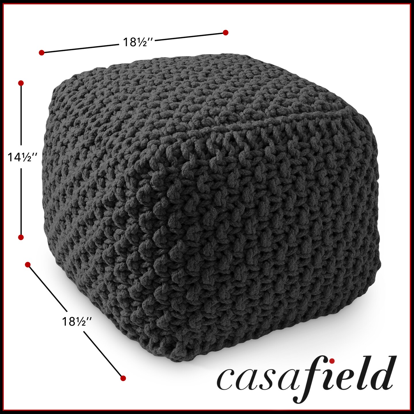 Casafield Pouf Ottomans, Cotton Knit Foot Stools, Boho Floor Pouffes for Living Room, Bedroom, Home Office