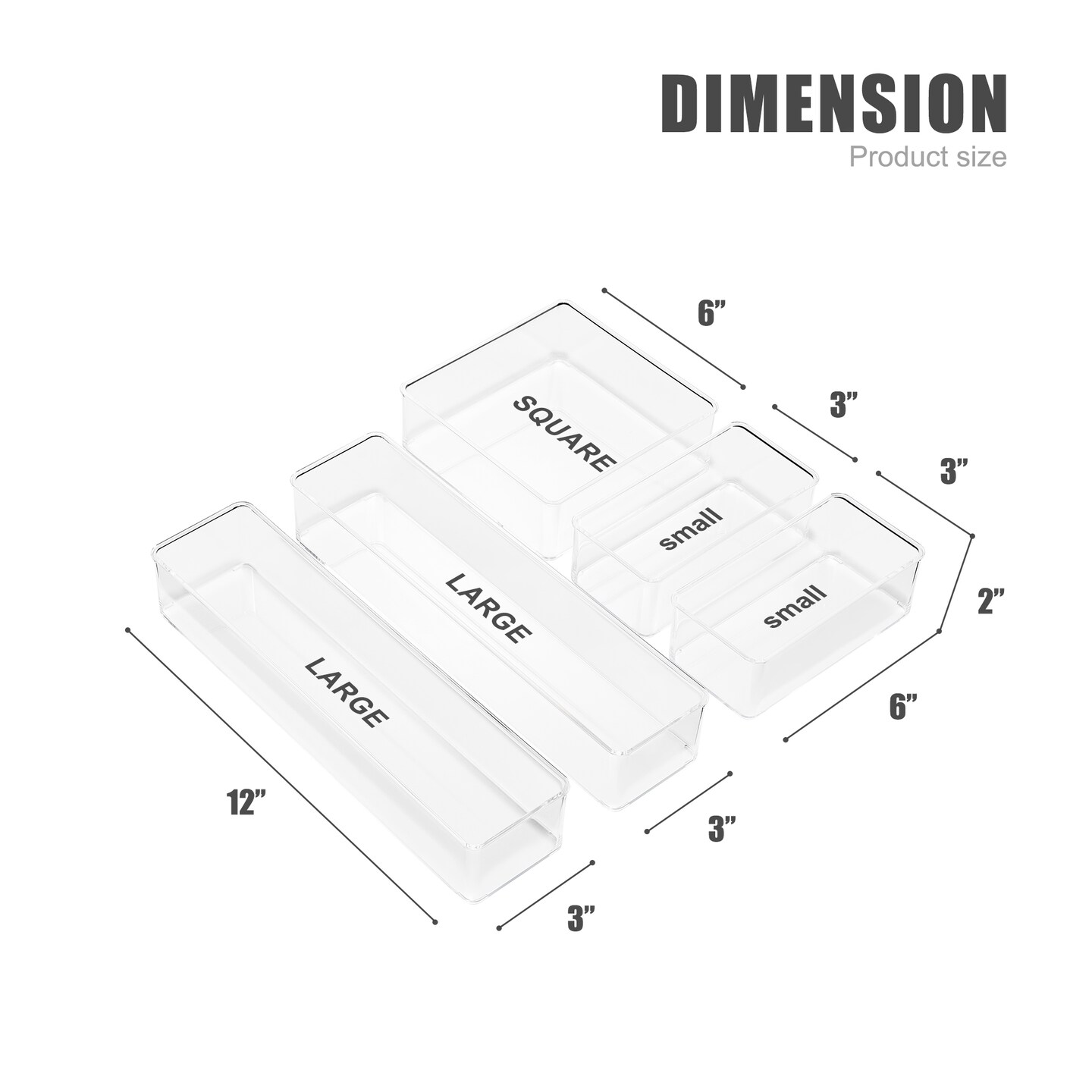 Sorbus Clear Drawer Organizer 5-Piece Set, Multi-Purpose Bins for Office Supplies, Craft Materials, and More