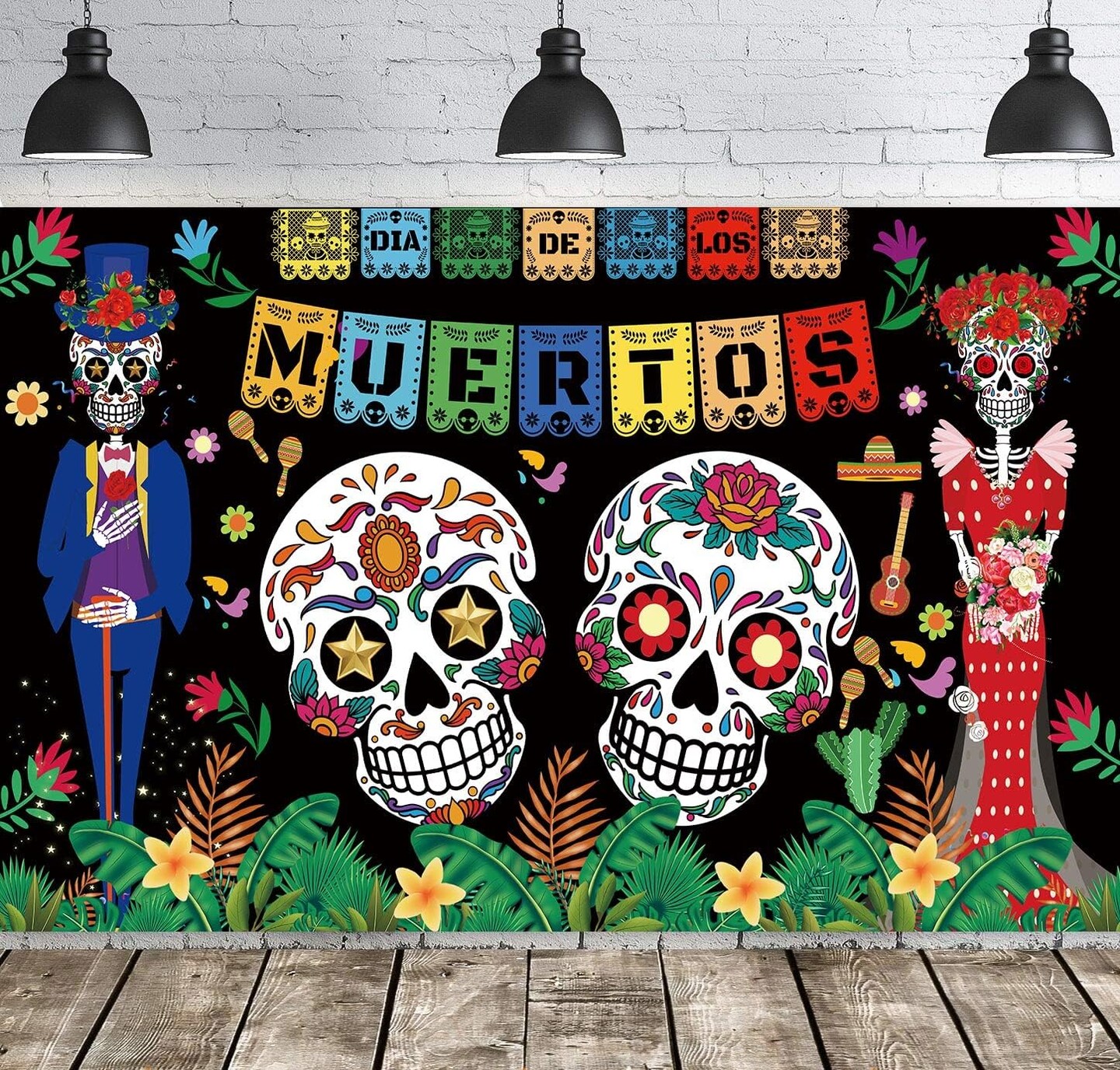 Day of The Dead Backdrop Dia DE Los Muertos Extra Large Fabric Banner(Day of The Dead)