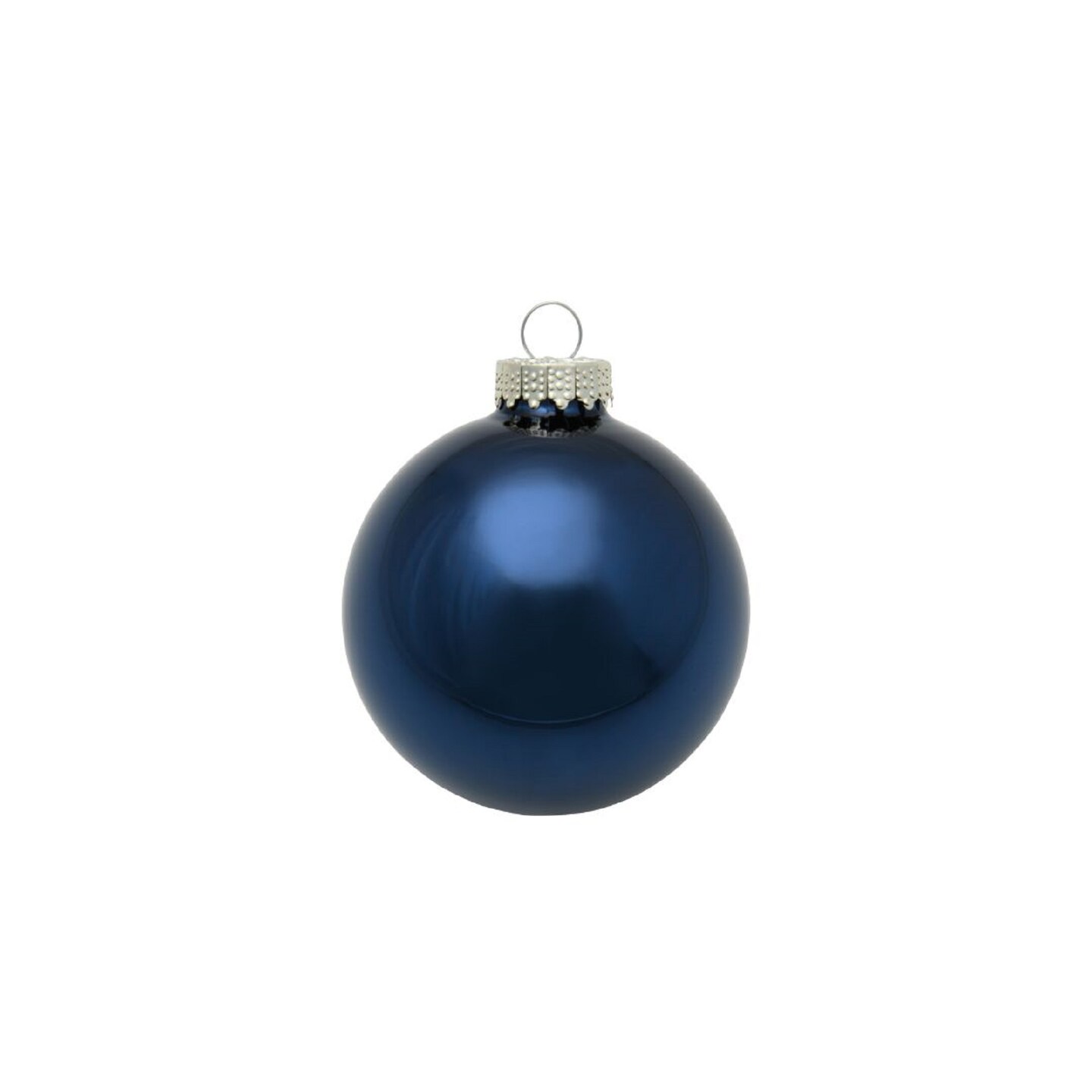 Whitehurst Shiny Glass Christmas Ball Ornaments - 3.25" (80mm) - Midnight Blue - 8ct