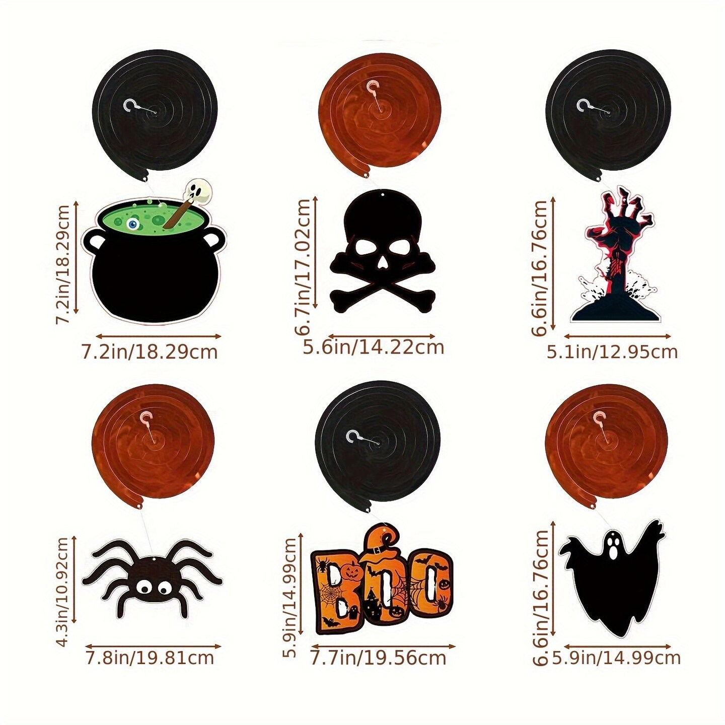 36Pcs Halloween Hanging Swirl Decorations Skeleton Spider Ghost Spooky Ceiling Decor Double Sided Paper Boo Day Card Foil Streamers for  Outdoor Indoor Halloween Trick or Treat Decor Supplies