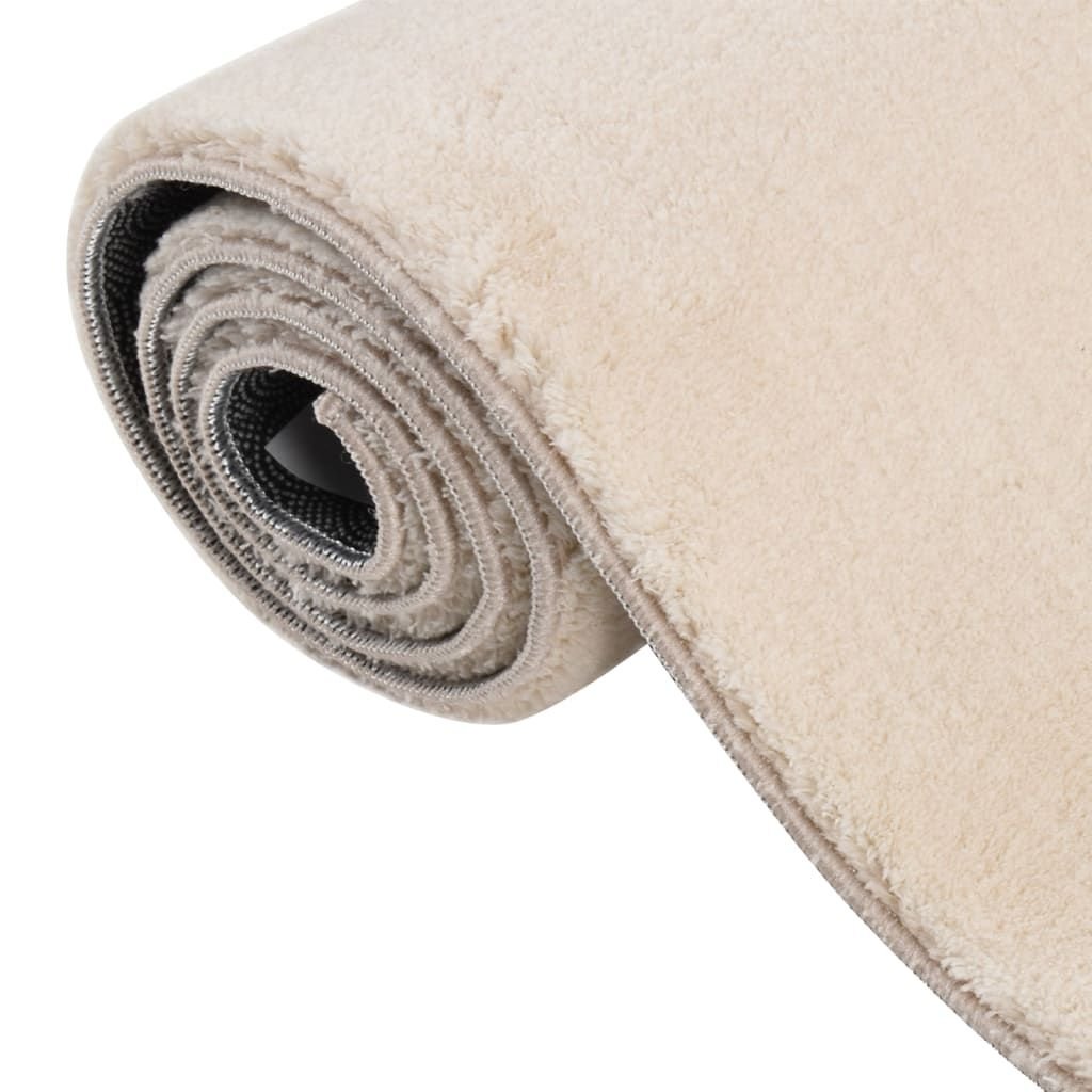 Edge Collections - Beige - Washable Rug Soft Fluffy Short Pile - 1 Piece